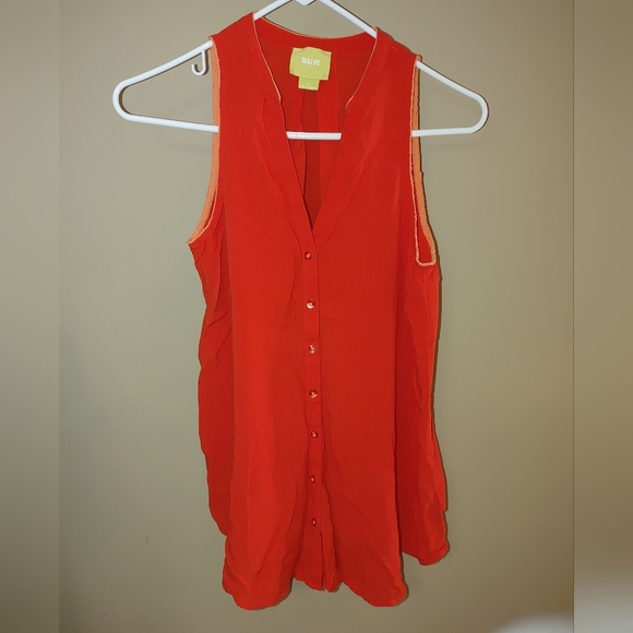 Maeve Orange Button Down Blouse, Size 4 - Picture 1 of 5